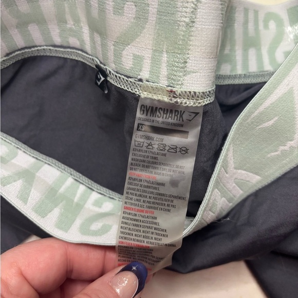 Gymshark Fit Leggings Gray Green Waistband Lettering Women’s Size XS Athletic - Picture 5 of 6